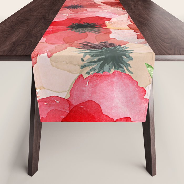 Pressed Poppy Blossom Pattern Table Runner Gallery Image 1