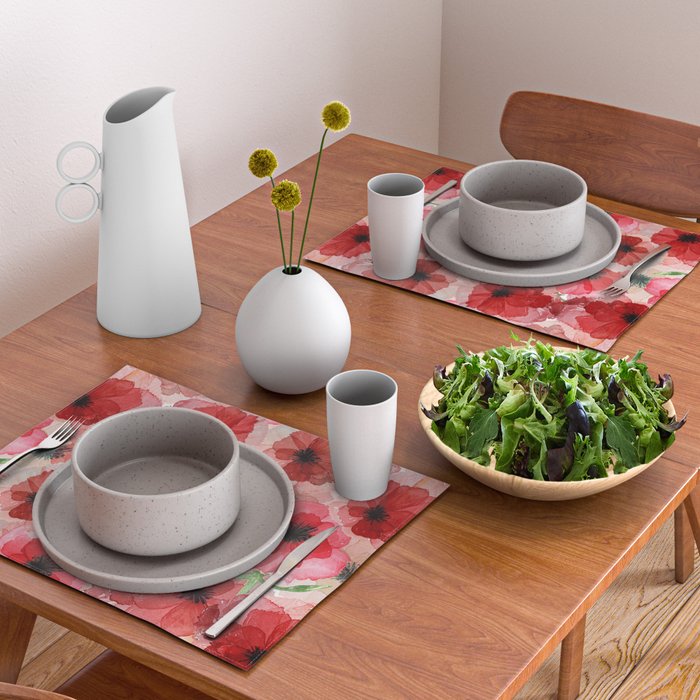 Pressed Poppy Blossom Pattern Placemat Gallery Image 2