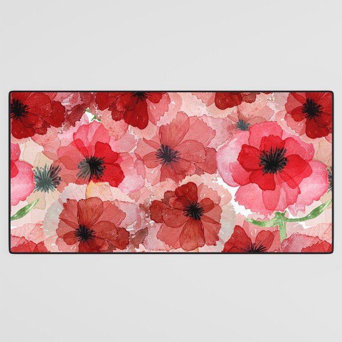 Pressed Poppy Blossom Pattern Desk Mat Gallery Image 3
