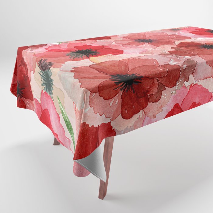 Pressed Poppy Blossom Pattern Tablecloth Gallery Image 1