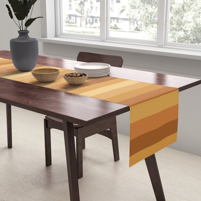 Mixed Stripes Pattern XII Orange Tones Table Runner Gallery Image 2