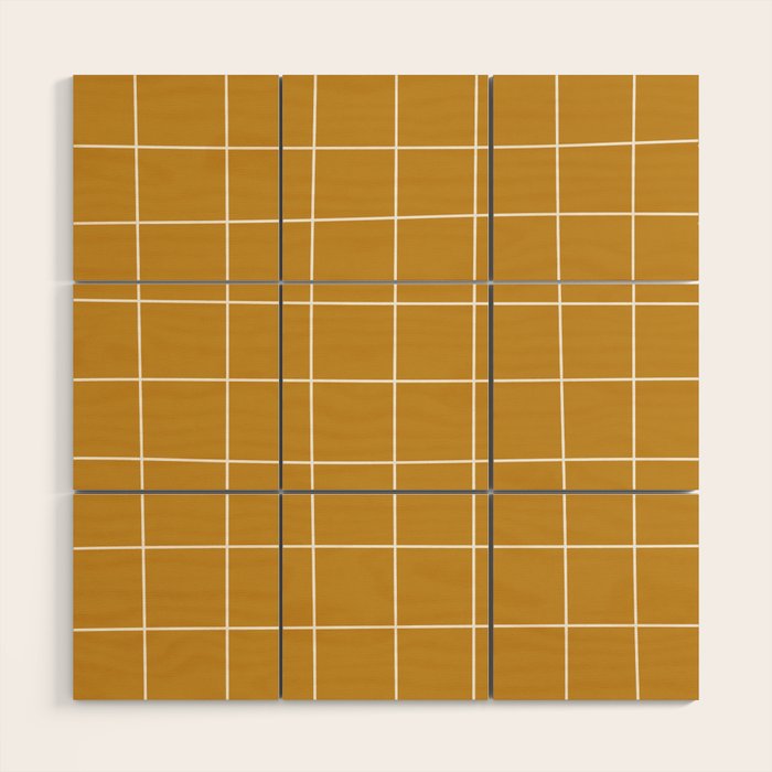 Hand Drawn Grid Golden Wood Wall Art Gallery Image 1