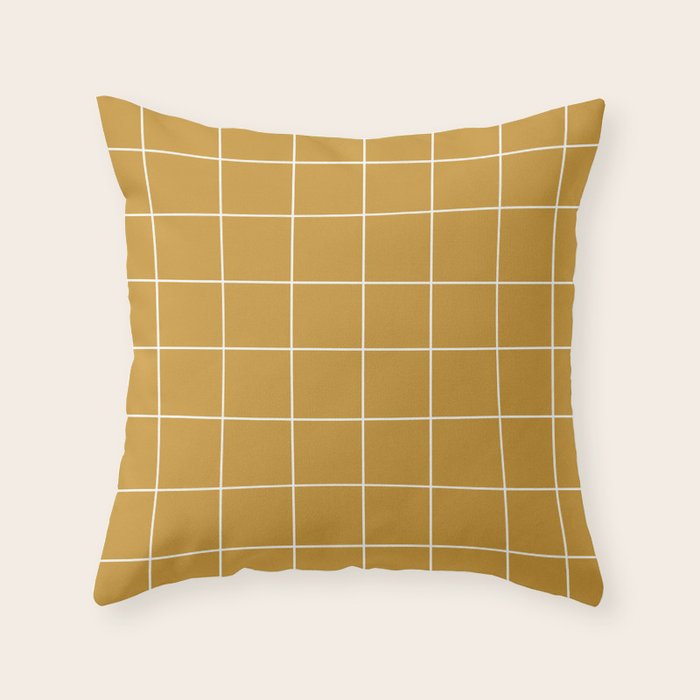 Hand Drawn Grid Golden Throw Pillow Gallery Image 6