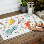 Sketchy Space Dinosaurs Outdoor Rug Gallery Image 2