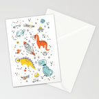 Sketchy Space Dinosaurs Stationery Card Gallery Image 2
