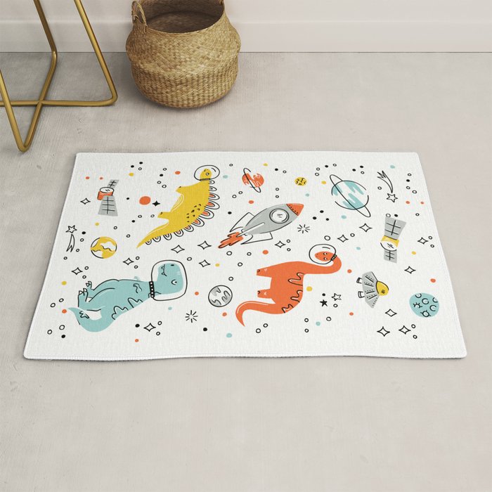 Sketchy Space Dinosaurs Rug Gallery Image 1