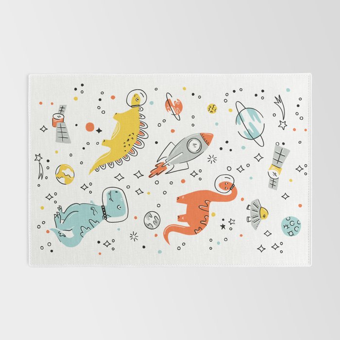 Sketchy Space Dinosaurs Rug Gallery Image 2