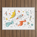 Sketchy Space Dinosaurs Outdoor Rug Gallery Image 1