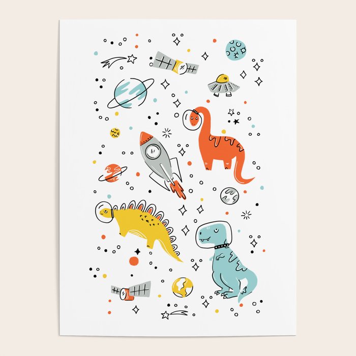 Sketchy Space Dinosaurs Poster Gallery Image 4