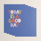 Today is a Good Day in blue red peach pink and mustard yellow Wrapping Paper Gallery Image 3