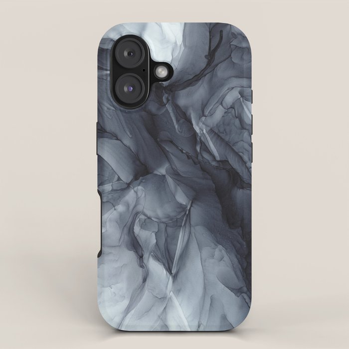 Gray Black Gradient Dramatic Flowing Abstract Painting iPhone Case Gallery Image 1
