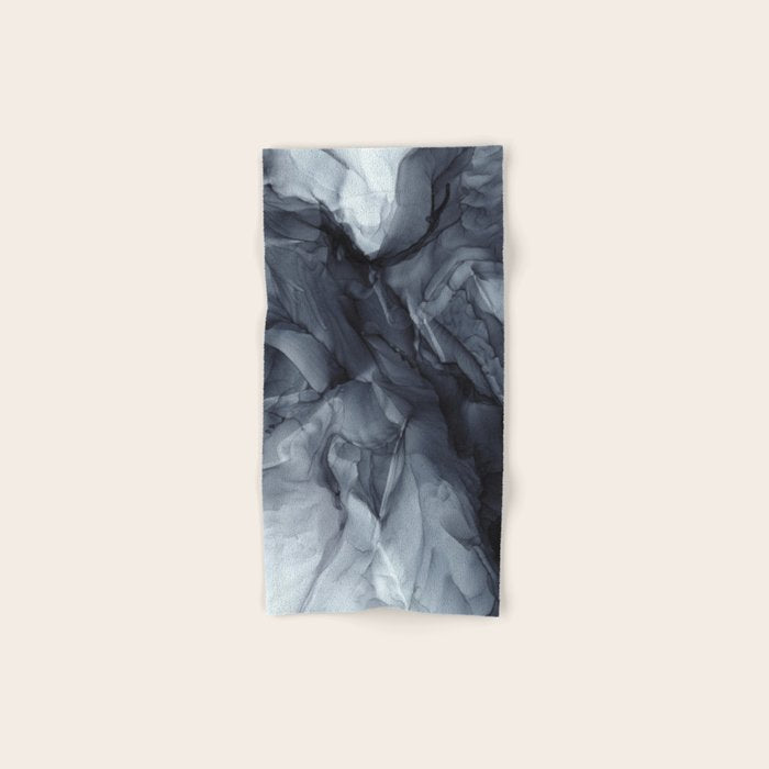 Gray Black Gradient Dramatic Flowing Abstract Painting Bath Towel Gallery Image 1