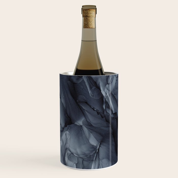 Gray Black Gradient Dramatic Flowing Abstract Painting Wine Chiller Gallery Image 1