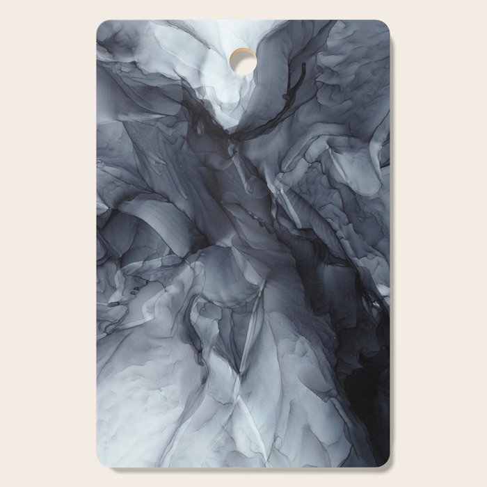 Gray Black Gradient Dramatic Flowing Abstract Painting Cutting Board Gallery Image 1