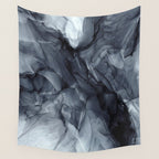 Gray Black Gradient Dramatic Flowing Abstract Painting Wall Tapestry Gallery Image 4