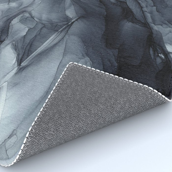 Gray Black Gradient Dramatic Flowing Abstract Painting Rug Gallery Image 4