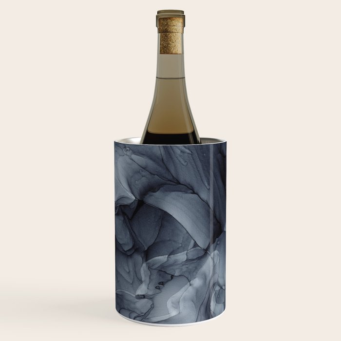 Gray Black Gradient Dramatic Flowing Abstract Painting Wine Chiller Gallery Image 2