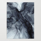 Gray Black Gradient Dramatic Flowing Abstract Painting Poster Gallery Image 4