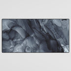 Gray Black Gradient Dramatic Flowing Abstract Painting Desk Mat Gallery Image 3