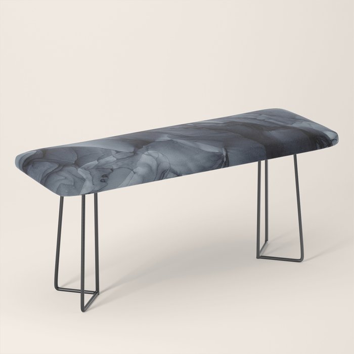 Gray Black Gradient Dramatic Flowing Abstract Painting Bench