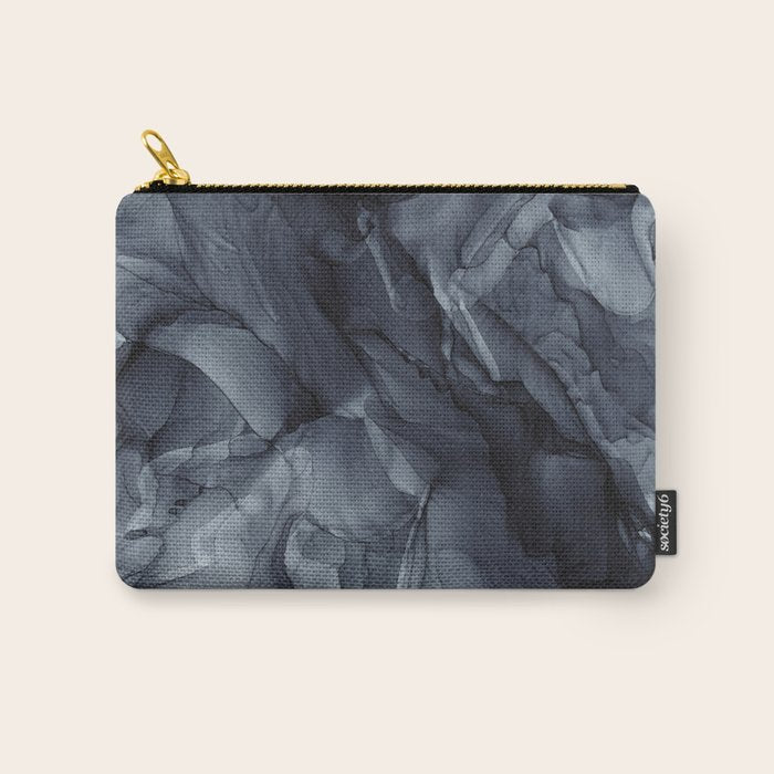 Gray Black Gradient Dramatic Flowing Abstract Painting Carry All Pouch Gallery Image 1