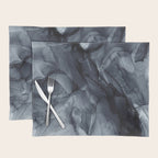 Gray Black Gradient Dramatic Flowing Abstract Painting Placemat Gallery Image 1
