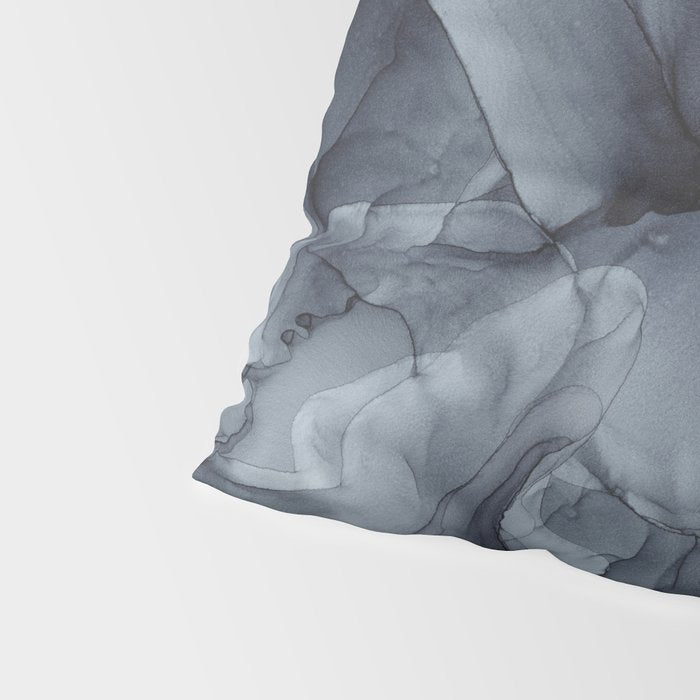 Gray Black Gradient Dramatic Flowing Abstract Painting Pillow Sham Gallery Image 4
