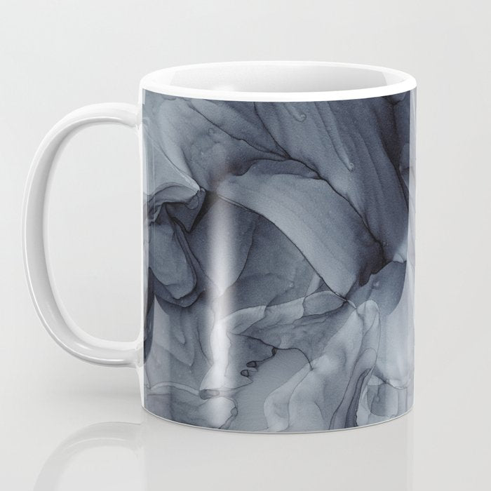 Gray Black Gradient Dramatic Flowing Abstract Painting Coffee Mug Gallery Image 3