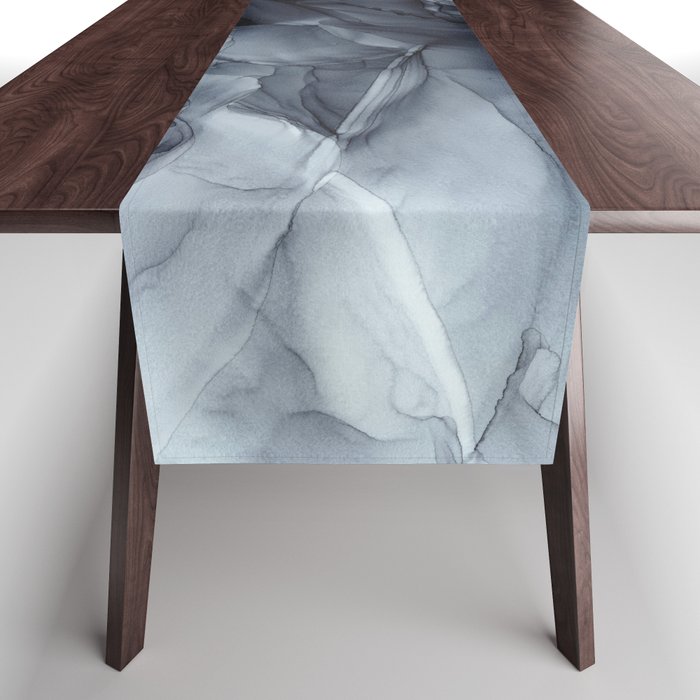 Gray Black Gradient Dramatic Flowing Abstract Painting Table Runner Gallery Image 1