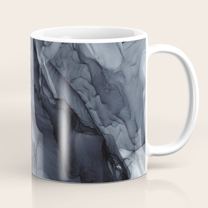 Gray Black Gradient Dramatic Flowing Abstract Painting Coffee Mug Gallery Image 1