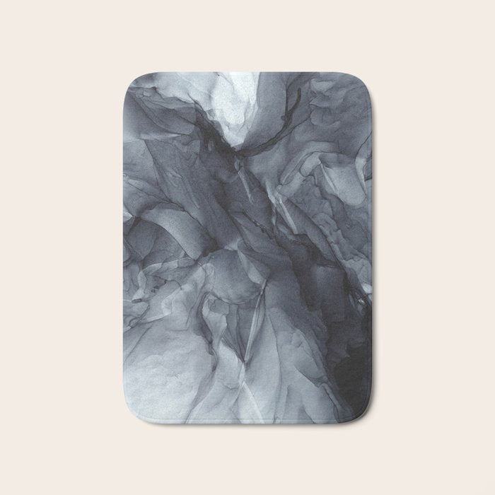 Gray Black Gradient Dramatic Flowing Abstract Painting Bath Mat Gallery Image 1