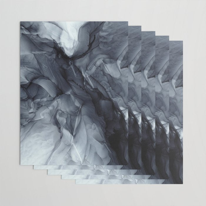 Gray Black Gradient Dramatic Flowing Abstract Painting Wrapping Paper Gallery Image 3