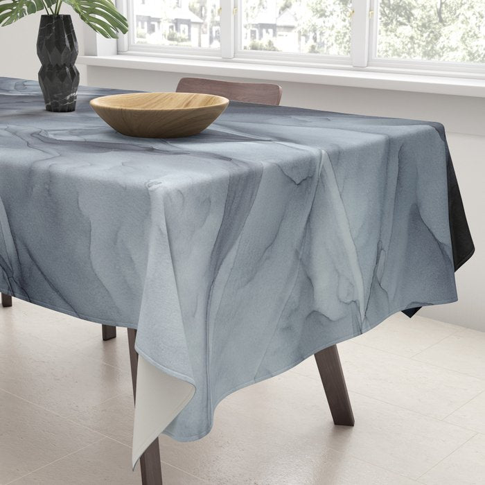 Gray Black Gradient Dramatic Flowing Abstract Painting Tablecloth Gallery Image 3