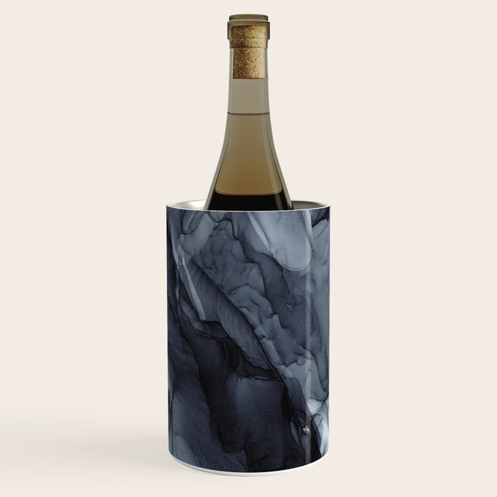 Gray Black Gradient Dramatic Flowing Abstract Painting Wine Chiller Gallery Image 3