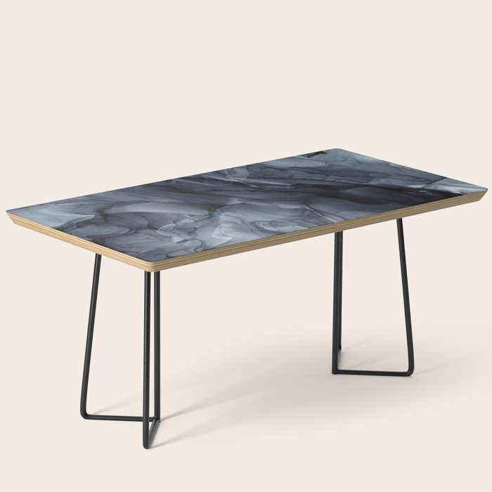 Gray Black Gradient Dramatic Flowing Abstract Painting Coffee Table Gallery Image 1