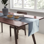 Gray Black Gradient Dramatic Flowing Abstract Painting Table Runner Gallery Image 2
