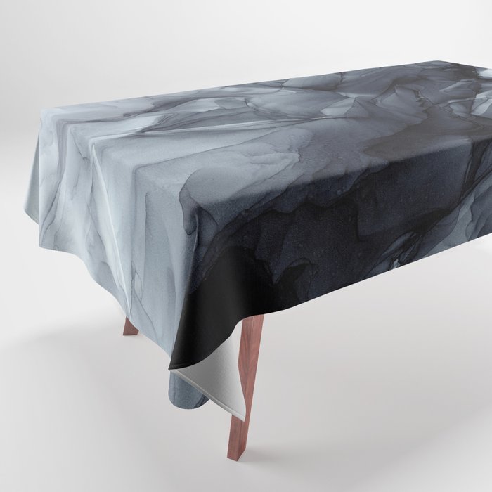 Gray Black Gradient Dramatic Flowing Abstract Painting Tablecloth Gallery Image 1