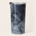 Gray Black Gradient Dramatic Flowing Abstract Painting Travel Mug Gallery Image 3