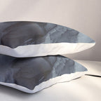 Gray Black Gradient Dramatic Flowing Abstract Painting Pillow Sham Gallery Image 3