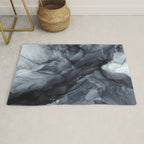 Gray Black Gradient Dramatic Flowing Abstract Painting Rug Gallery Image 1