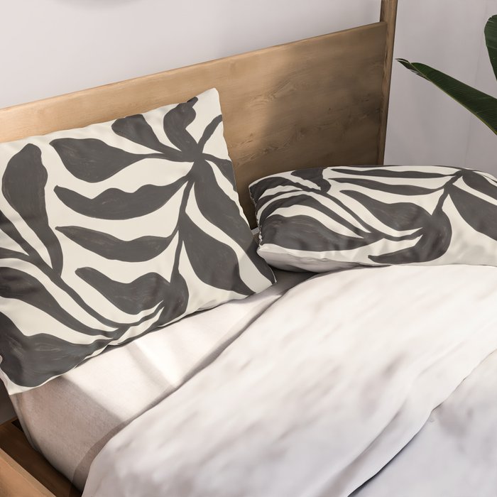 Ink Palm Plant Fossil Pillow Sham Gallery Image 2