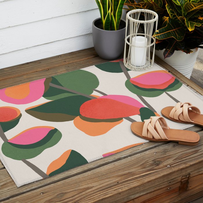 Abstract Eucalyptus Leaves Outdoor Rug Gallery Image 2