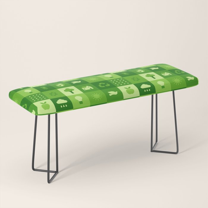 Green eco friendly nature geometric mosaic pattern Bench Gallery Image 1