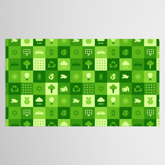 Green eco friendly nature geometric mosaic pattern Tablecloth Gallery Image 2