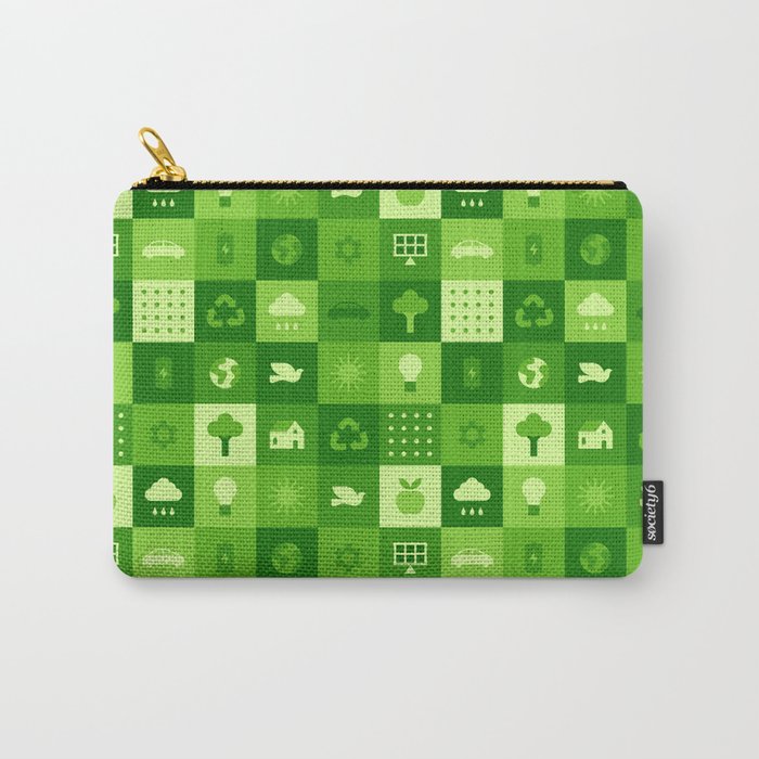 Green eco friendly nature geometric mosaic pattern Carry All Pouch Gallery Image 1