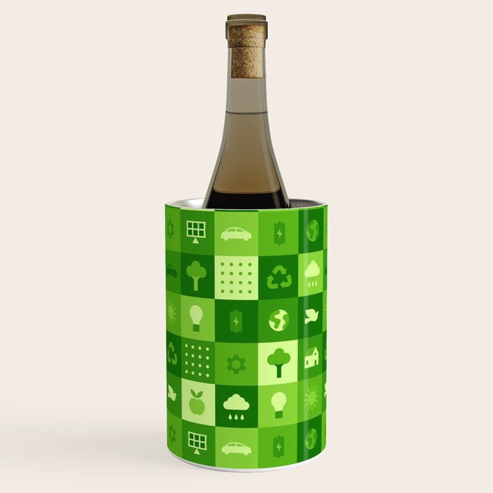 Green eco friendly nature geometric mosaic pattern Wine Chiller Gallery Image 2