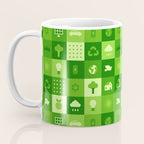 Green eco friendly nature geometric mosaic pattern Coffee Mug Gallery Image 3