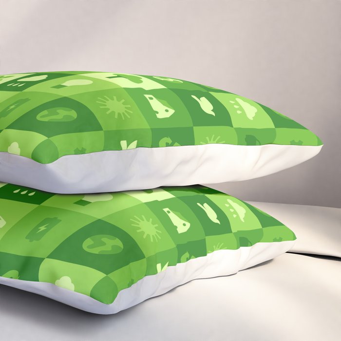Green eco friendly nature geometric mosaic pattern Pillow Sham Gallery Image 3