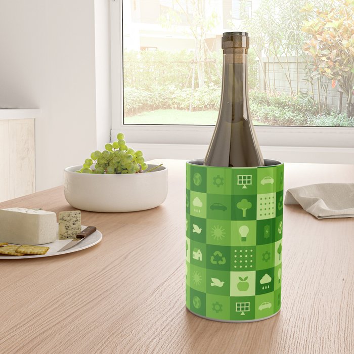 Green eco friendly nature geometric mosaic pattern Wine Chiller Gallery Image 4