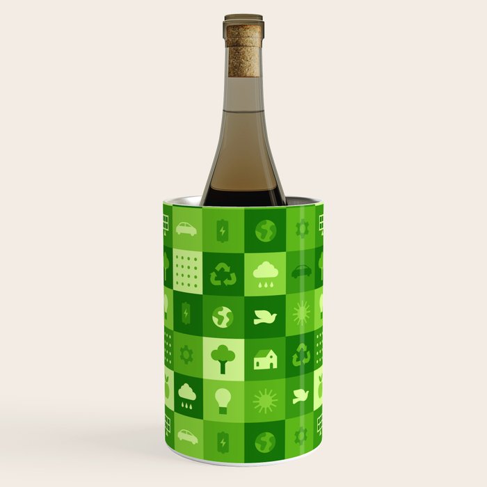 Green eco friendly nature geometric mosaic pattern Wine Chiller Gallery Image 3